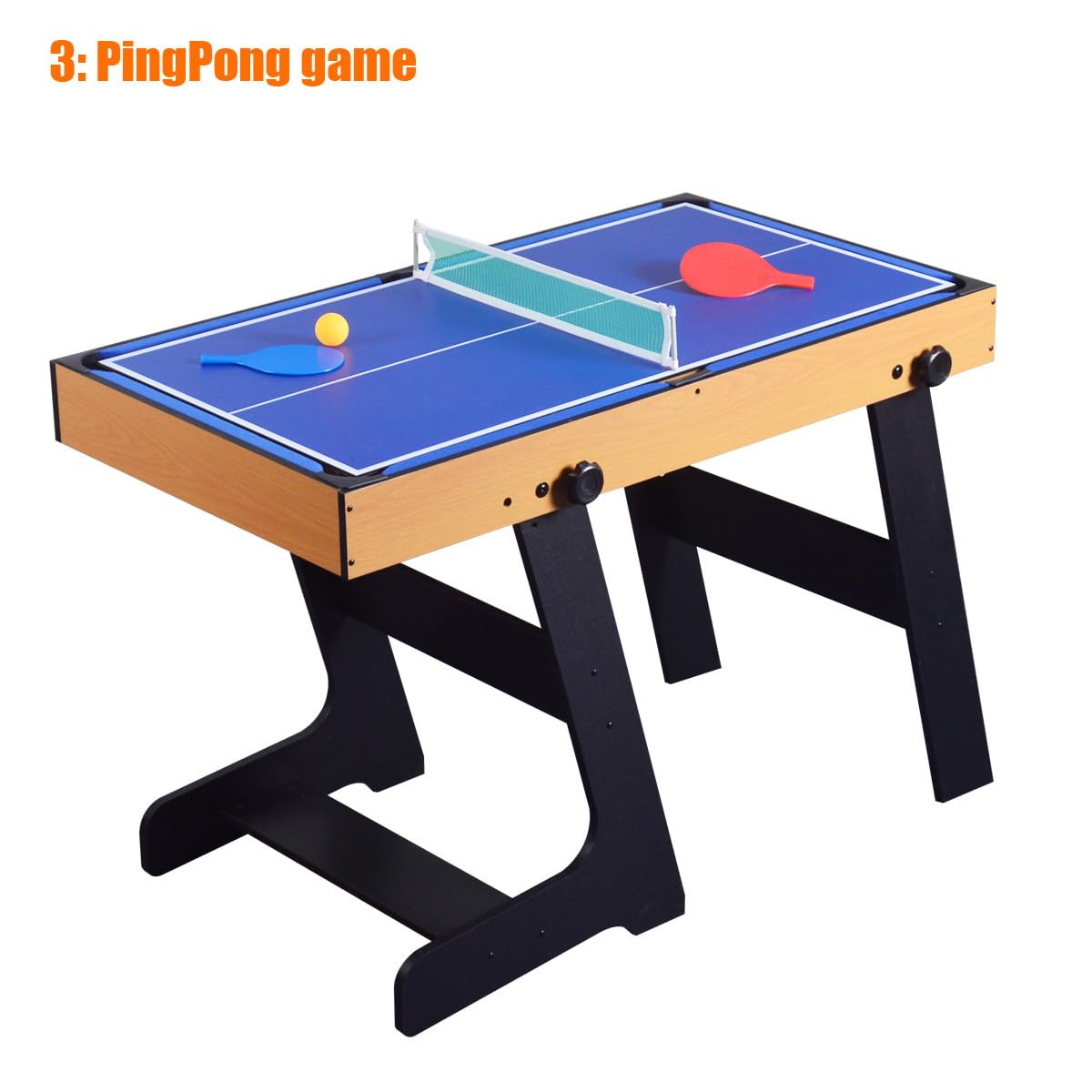 RUP 5 in 1 Multi Game Table, Foosball, Table Tennis, Pool, Bowling, Shuffleboard, Space Saving Vertical Folding Design
