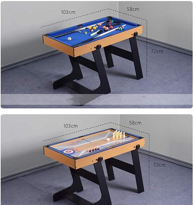 RUP 5 in 1 Multi Game Table, Foosball, Table Tennis, Pool, Bowling, Shuffleboard, Space Saving Vertical Folding Design