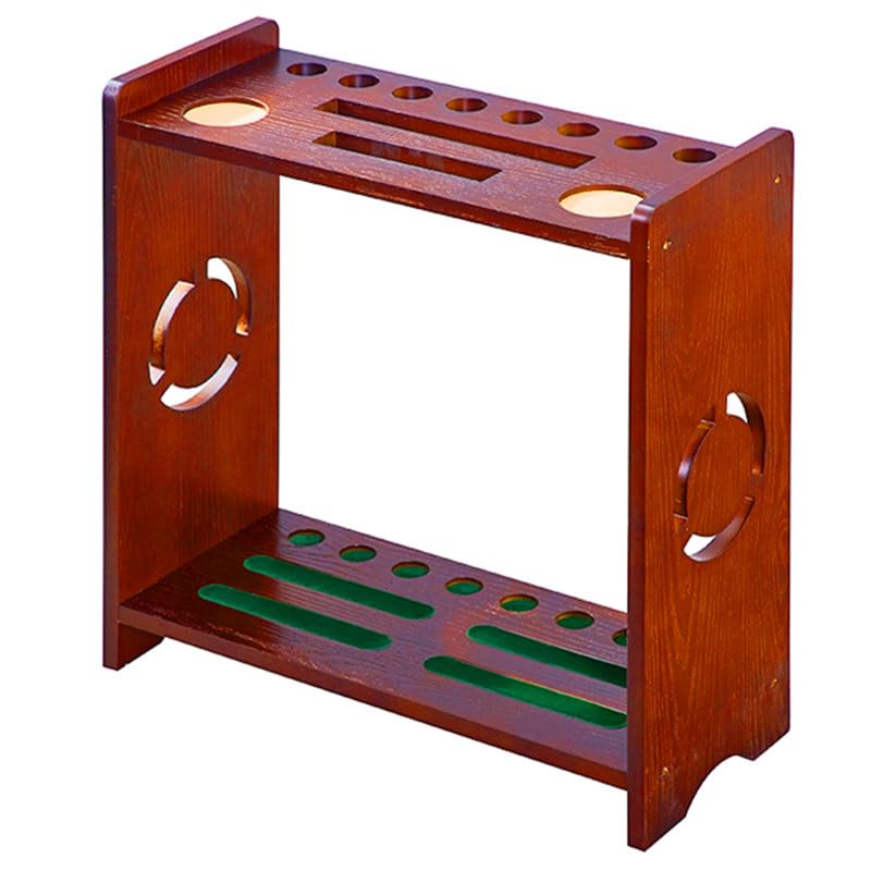 RUP Pool Cue Rack, Wooden 8-Cue Holder with Ball Storage, Drink Holders and Billiard & Snooker Cue Rack Stand (Accessories