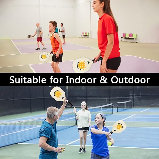 RUP Complete Pickleball Set, 22 ft Portable Net, 4 Wooden Paddles, 4 Balls, Metal Frame with Carrying Bag
