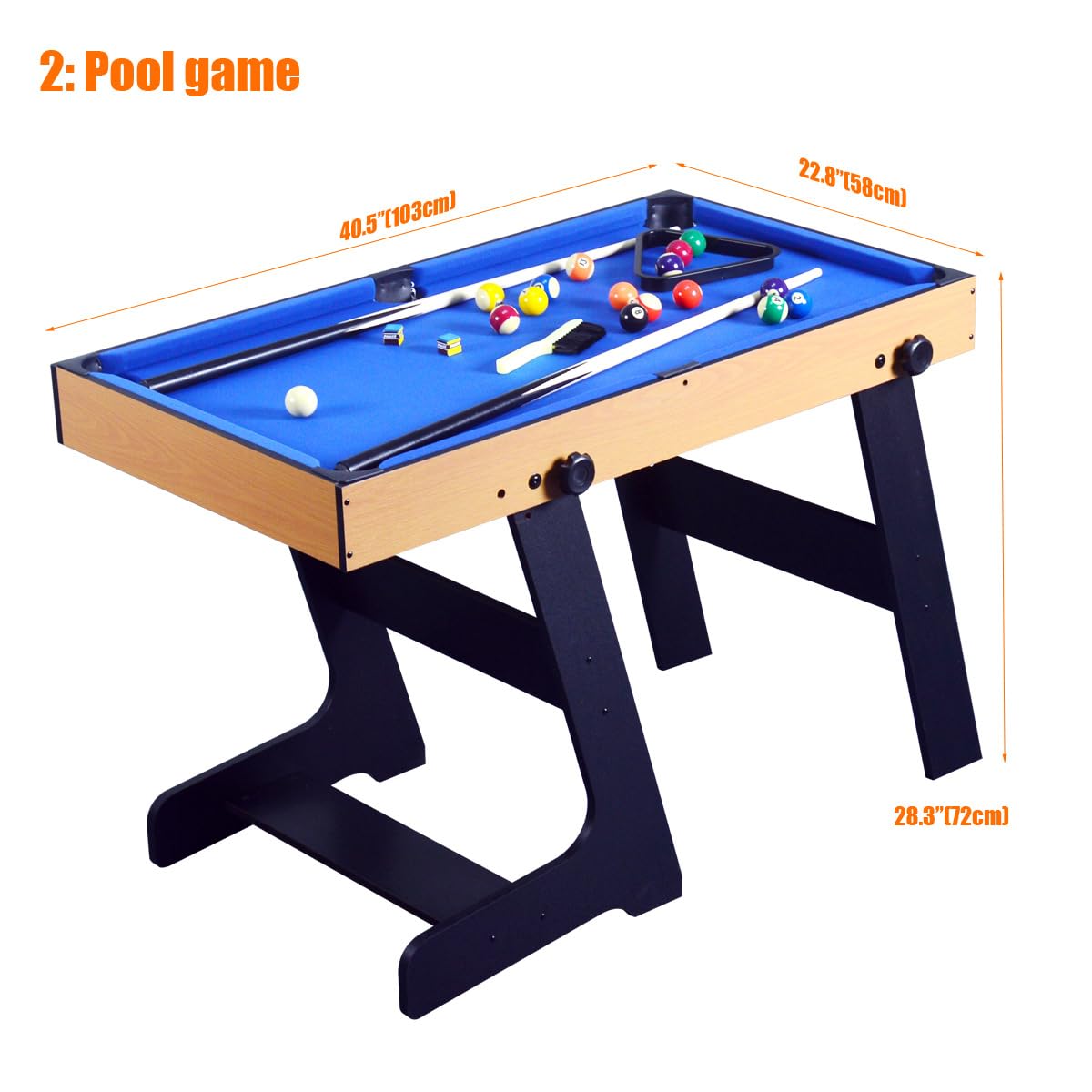 RUP 5 in 1 Multi Game Table, Foosball, Table Tennis, Pool, Bowling, Shuffleboard, Space Saving Vertical Folding Design