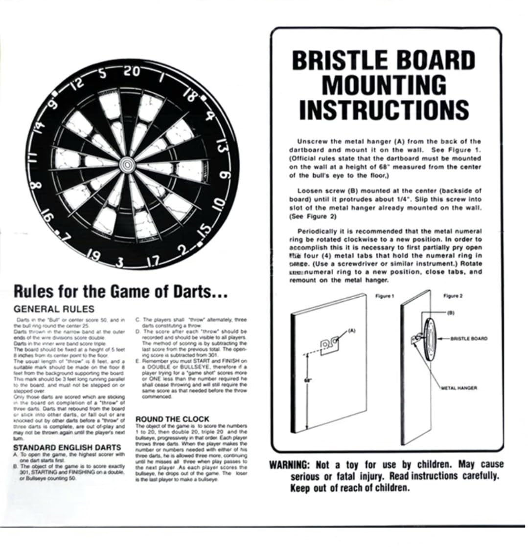 RUP Solid Wood Cabinet Set with 18 Inch African Sisal Dartboard & 6 Metal Darts | Professional Bristle Dart Board | Wall