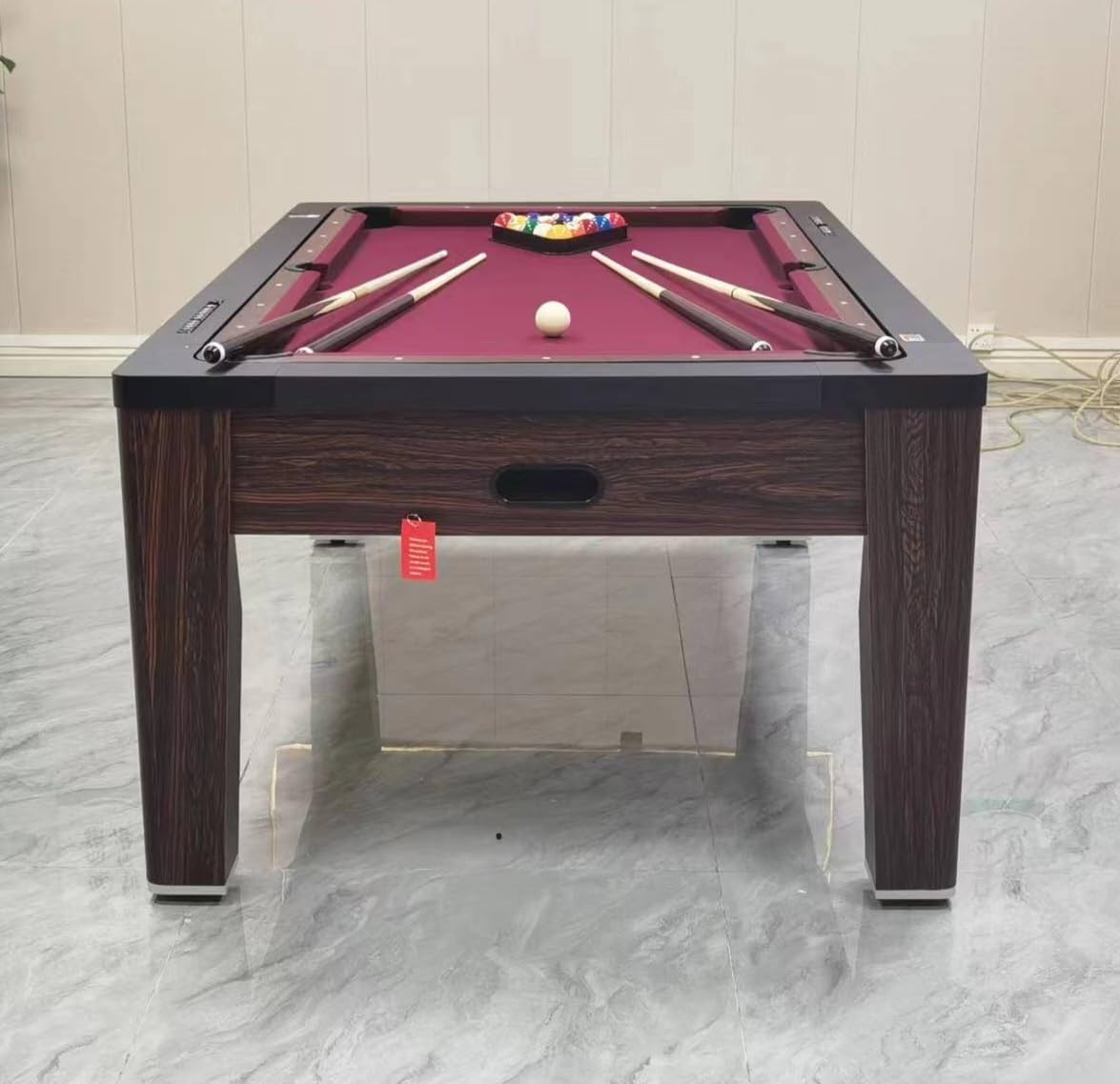 RUP 6-in-1 Multi Game Table, Pool, Air Hockey, Table Tennis, Poker, Roulette, Dining Table, Brown, 213 x 120 x 80 cm