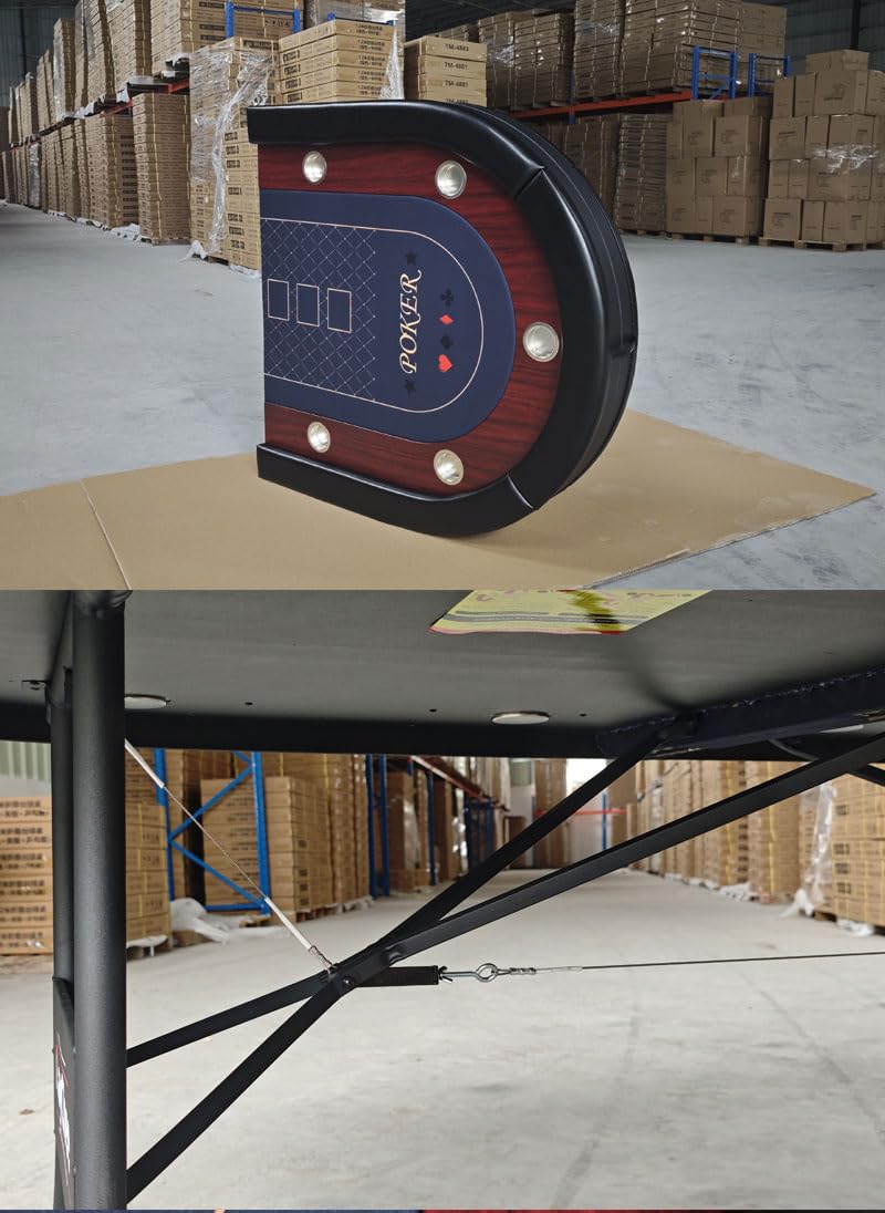 RUP 10 Player Folding Poker Table | Casino Style 220cm | Foldable Portable Design | Cup Holders | Premium Felt Surface