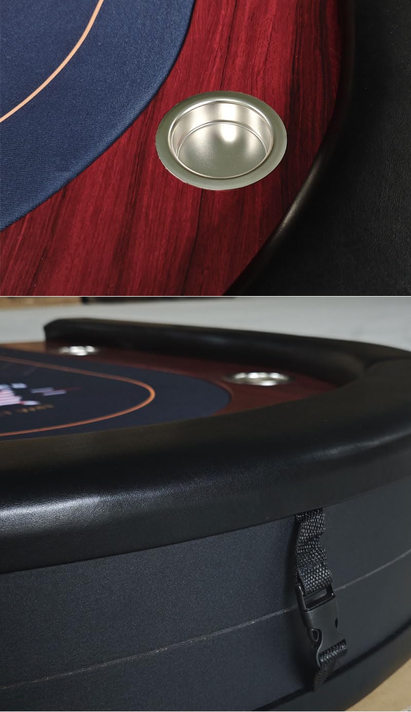 RUP 10 Player Folding Poker Table | Casino Style 220cm | Foldable Portable Design | Cup Holders | Premium Felt Surface
