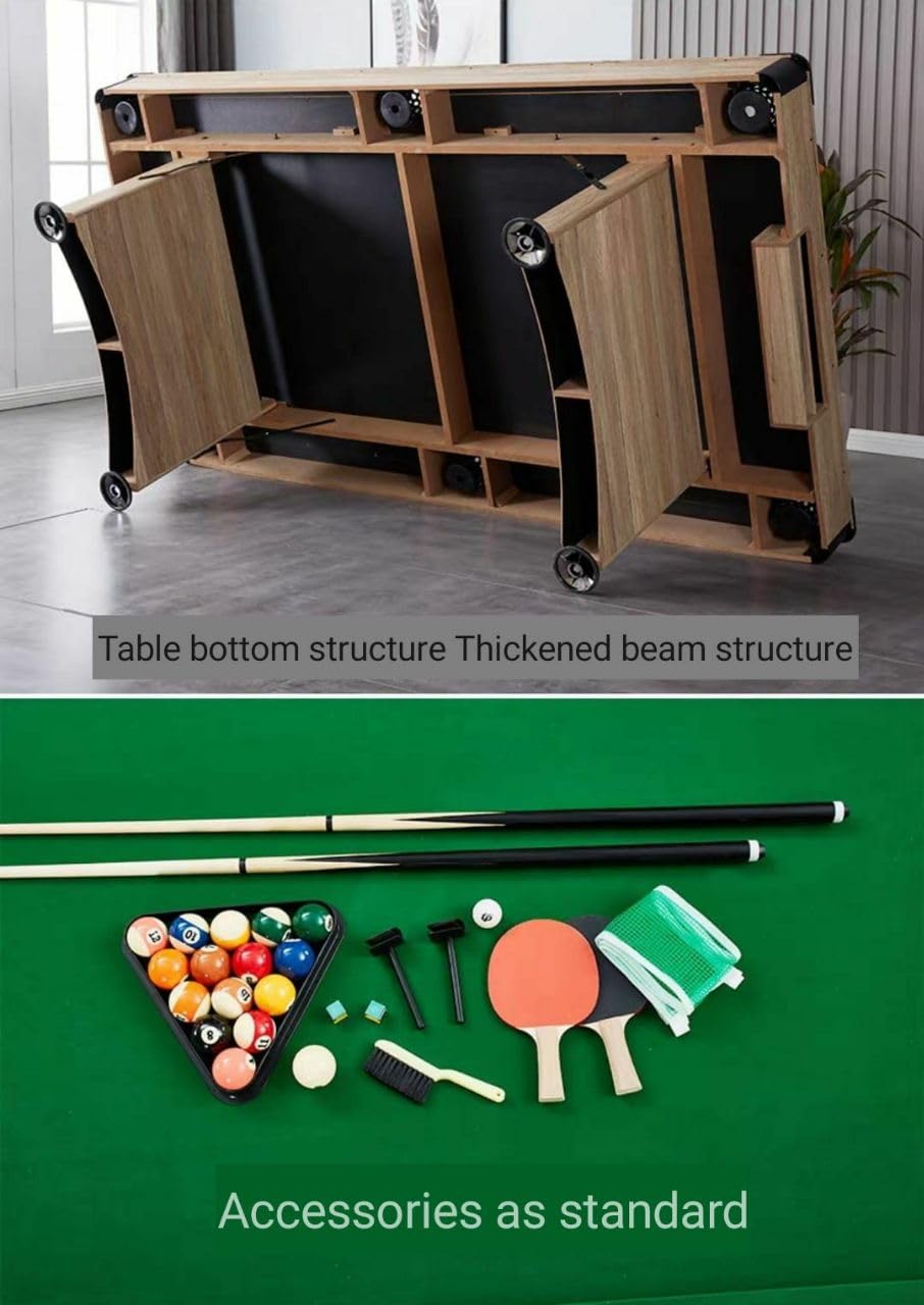 RUP 8ft 3 in 1 Folding Pool/Billards, Table Tennis Multi Game Table (All Set of accesories Included)
