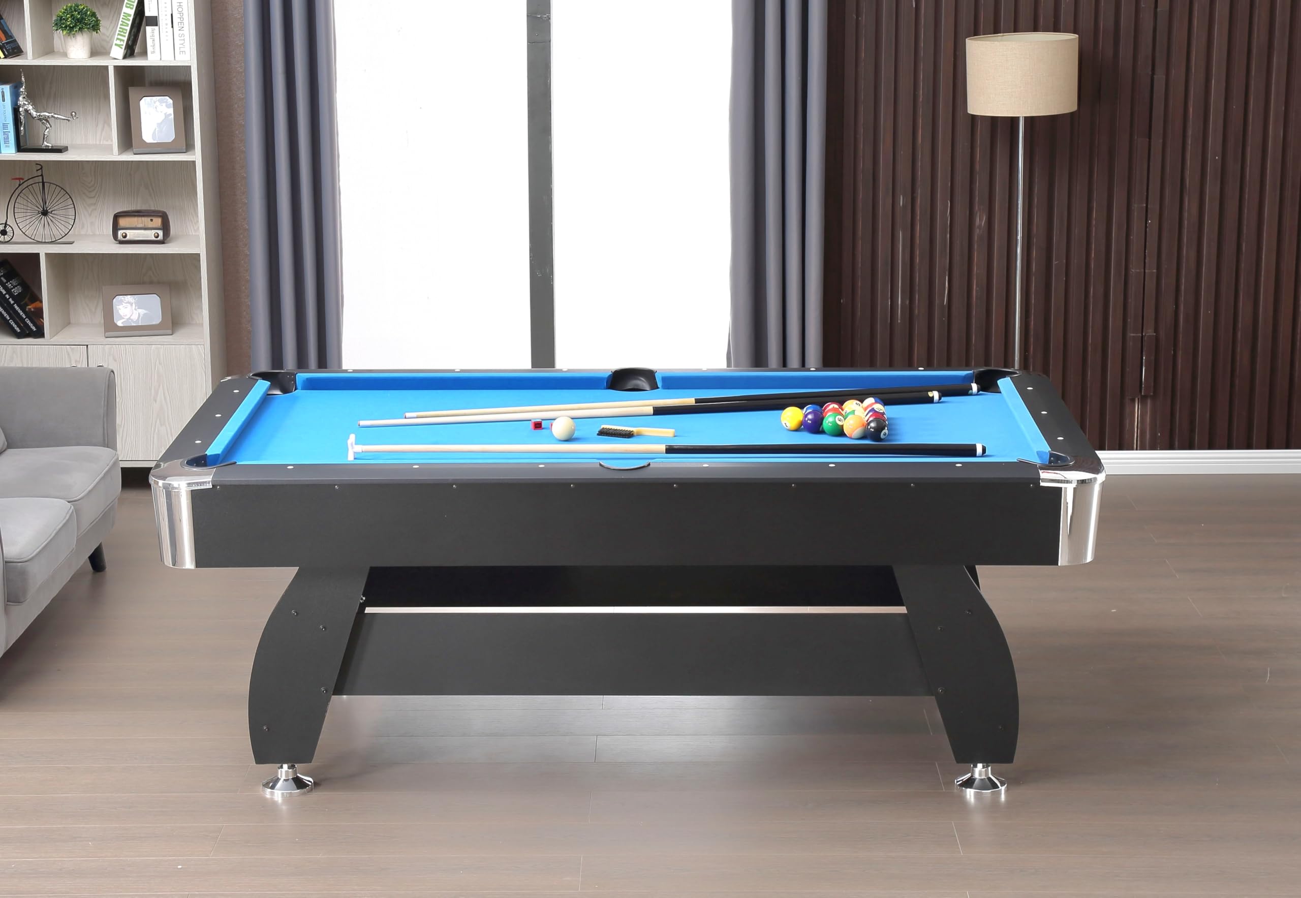 RUP RUP 8ft*4ft American Pool/Billiards Table with Auto Ball Return System, Accessories Included