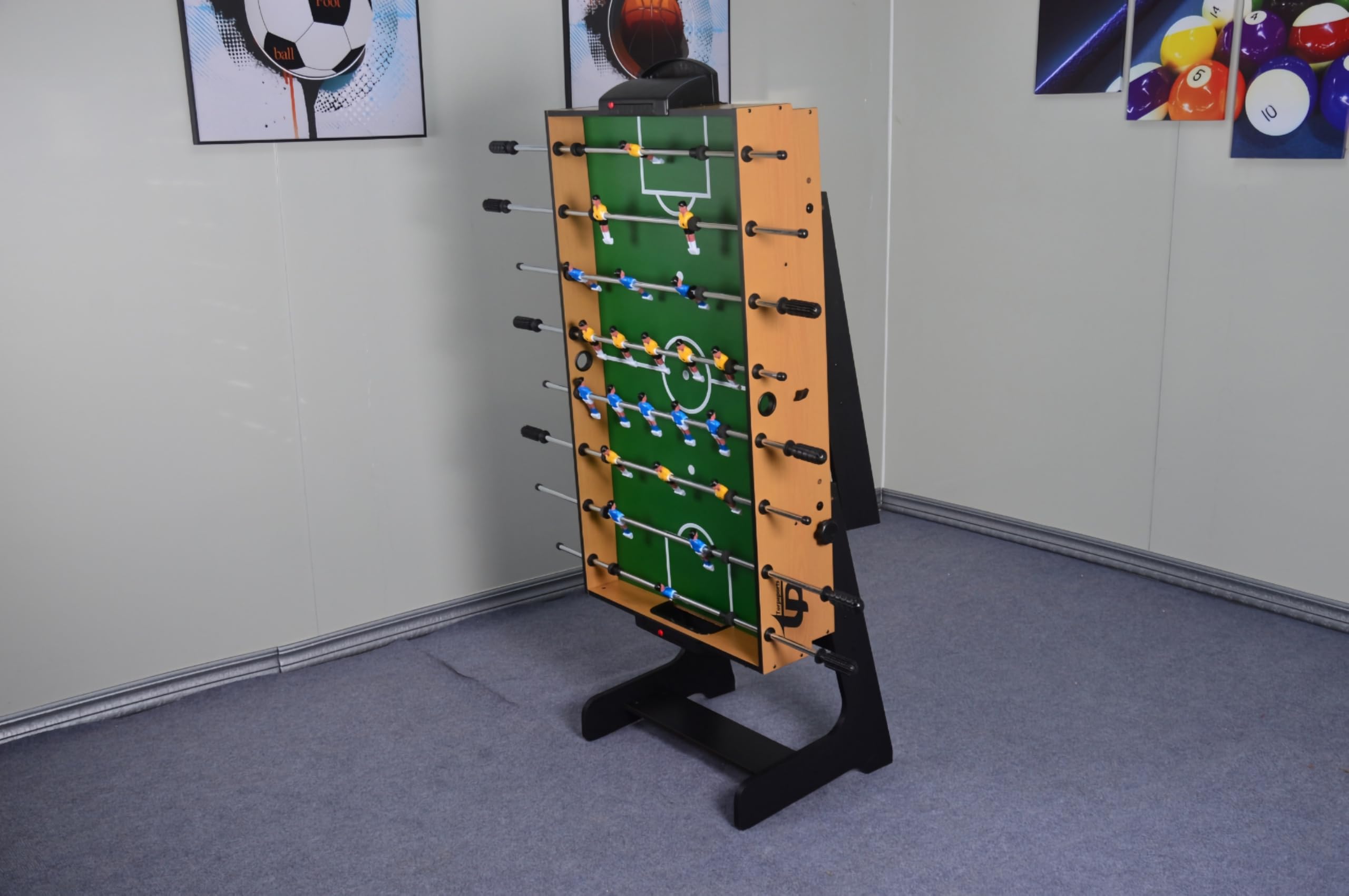 RUP 5 in 1 Multi Game Table, Foosball, Table Tennis, Pool, Bowling, Shuffleboard, Space Saving Vertical Folding Design