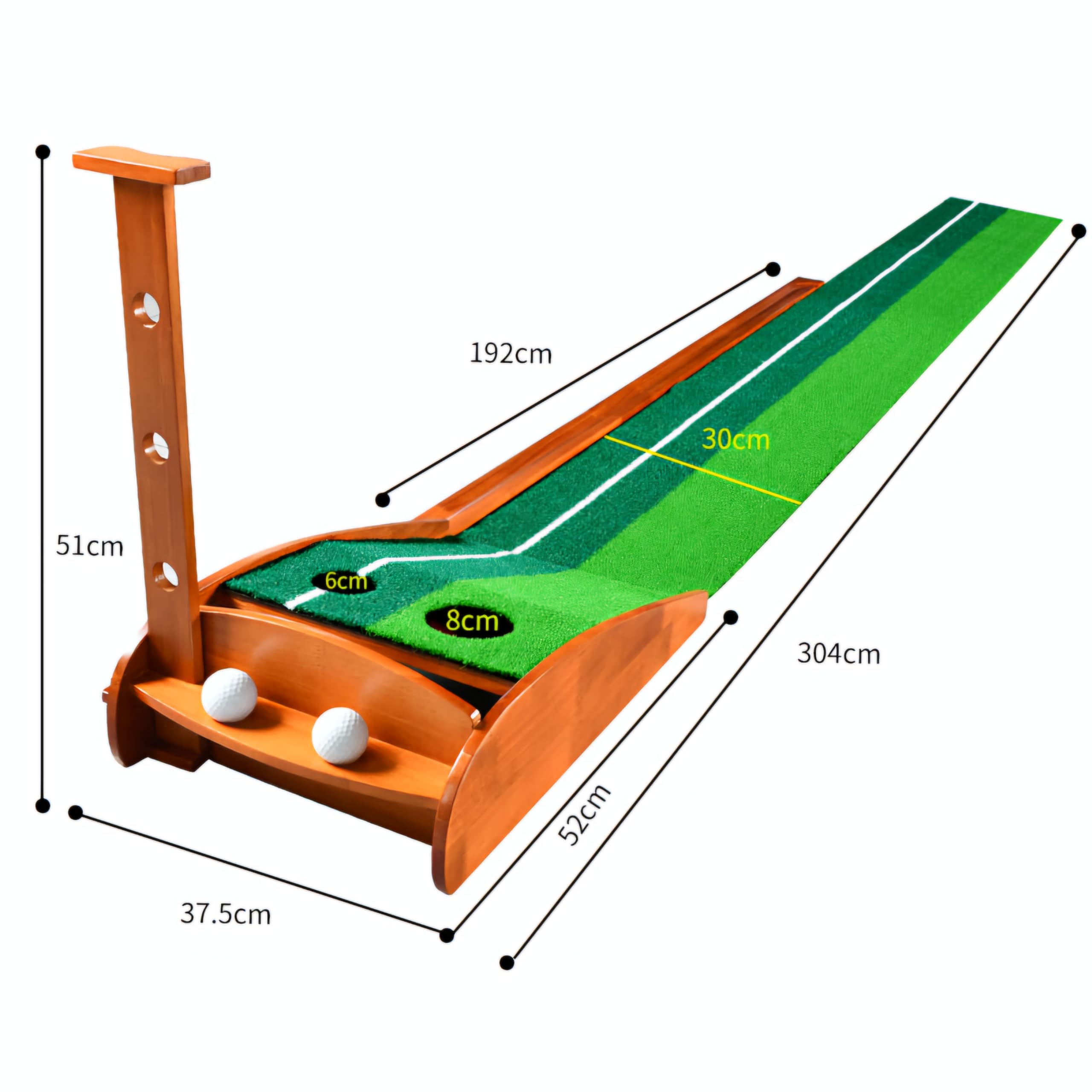 RUP Golf Putting Mat - Indoor Putting Green with Auto Ball Return and 2 Golf Balls for Golf Games & Practicing at Home
