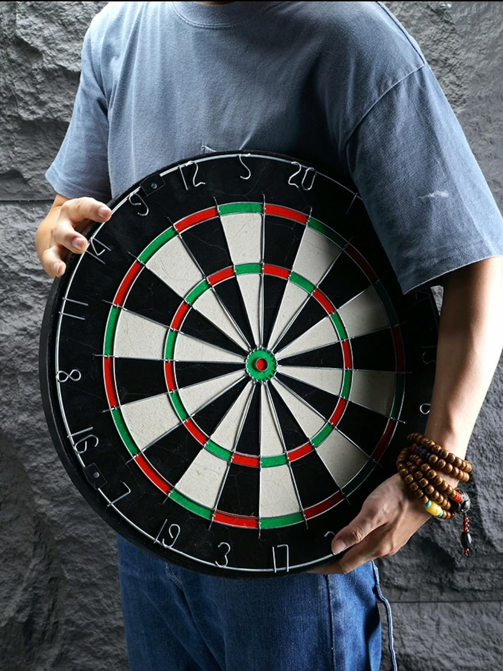 RUP Solid Wood Cabinet Set with 18 Inch African Sisal Dartboard & 6 Metal Darts | Professional Bristle Dart Board | Wall