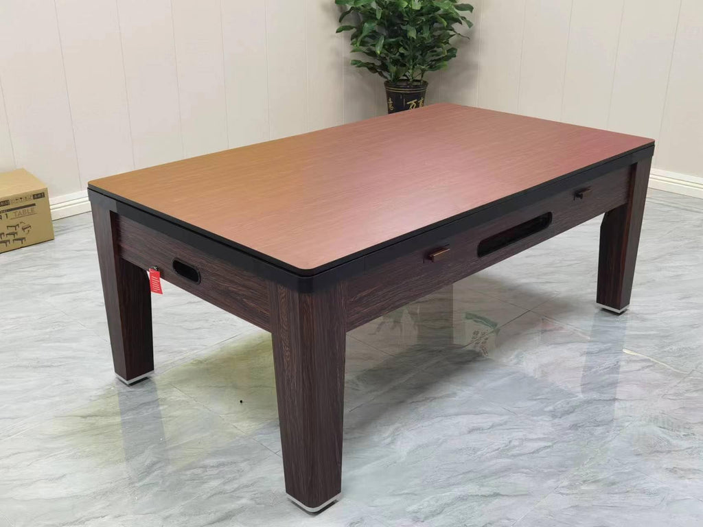 RUP 6-in-1 Multi Game Table, Pool, Air Hockey, Table Tennis, Poker, Roulette, Dining Table, Brown, 213 x 120 x 80 cm