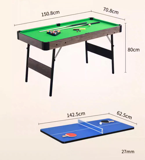 RUP 5ft 3 in 1 Multi Game Table with Folding Legs, Pool Table, Table Tennis, Hockey with Complete Set of Accessories, Fun