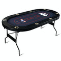 RUP 8-Player Foldable Poker Table with Cup Holders, Black & Blue – product view