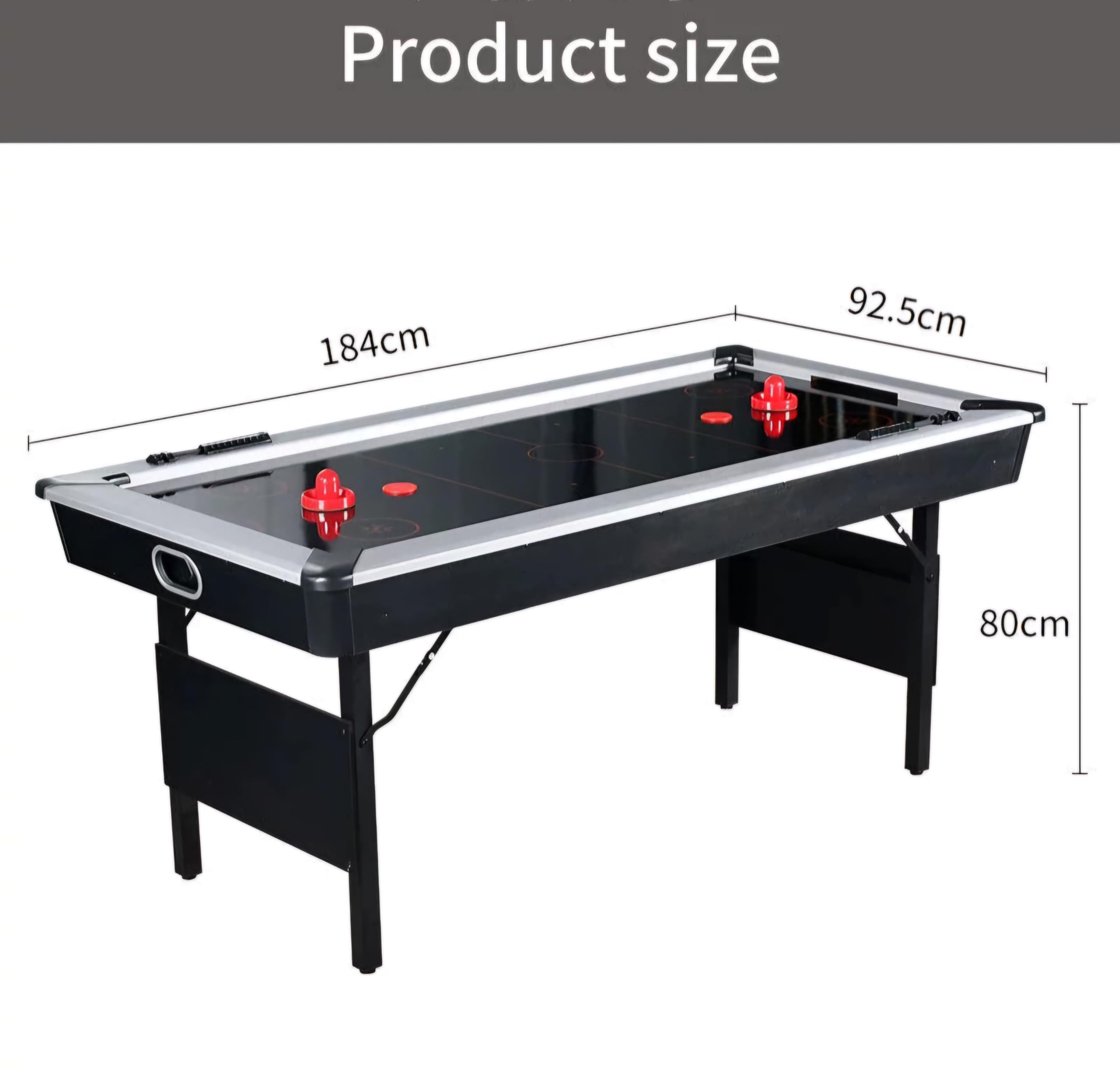 RUP 6ft Air Hockey Table, Premium Silver Playfield, with Folding Metal Legs & Hinges, Complete Accessories Set Included for