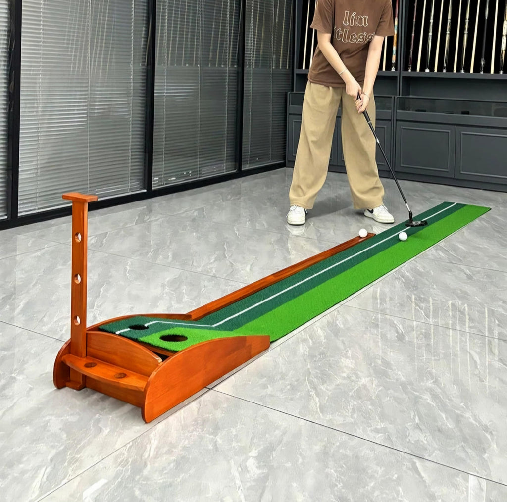 RUP Golf Putting Mat - Indoor Putting Green with Auto Ball Return and 2 Golf Balls for Golf Games & Practicing at Home
