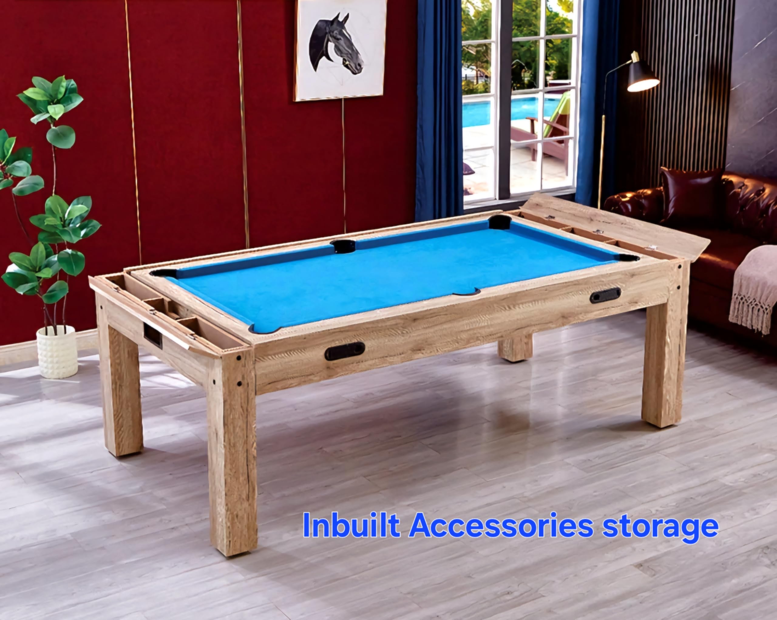 RUP 4-in-1 Multi-Game Table, Pool/Billiards, Table Tennis, Air Hockey with Electric Blower, Conference Table Top, Complete