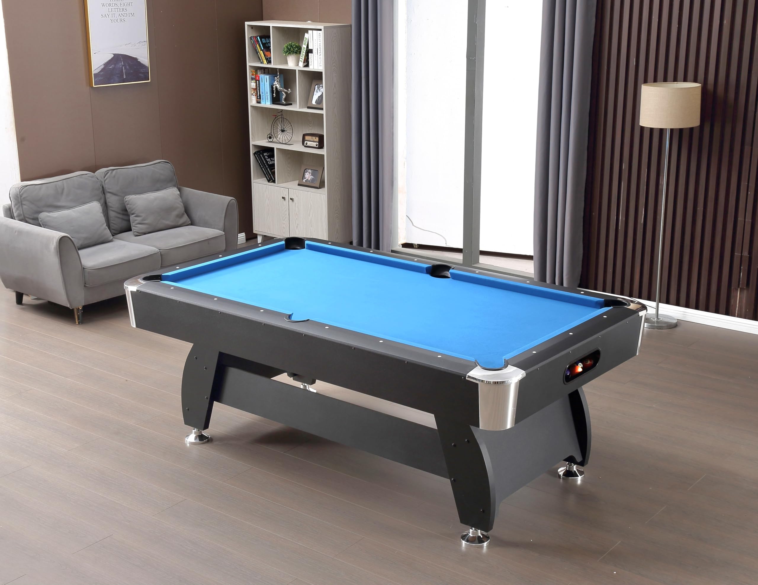RUP RUP 8ft*4ft American Pool/Billiards Table with Auto Ball Return System, Accessories Included