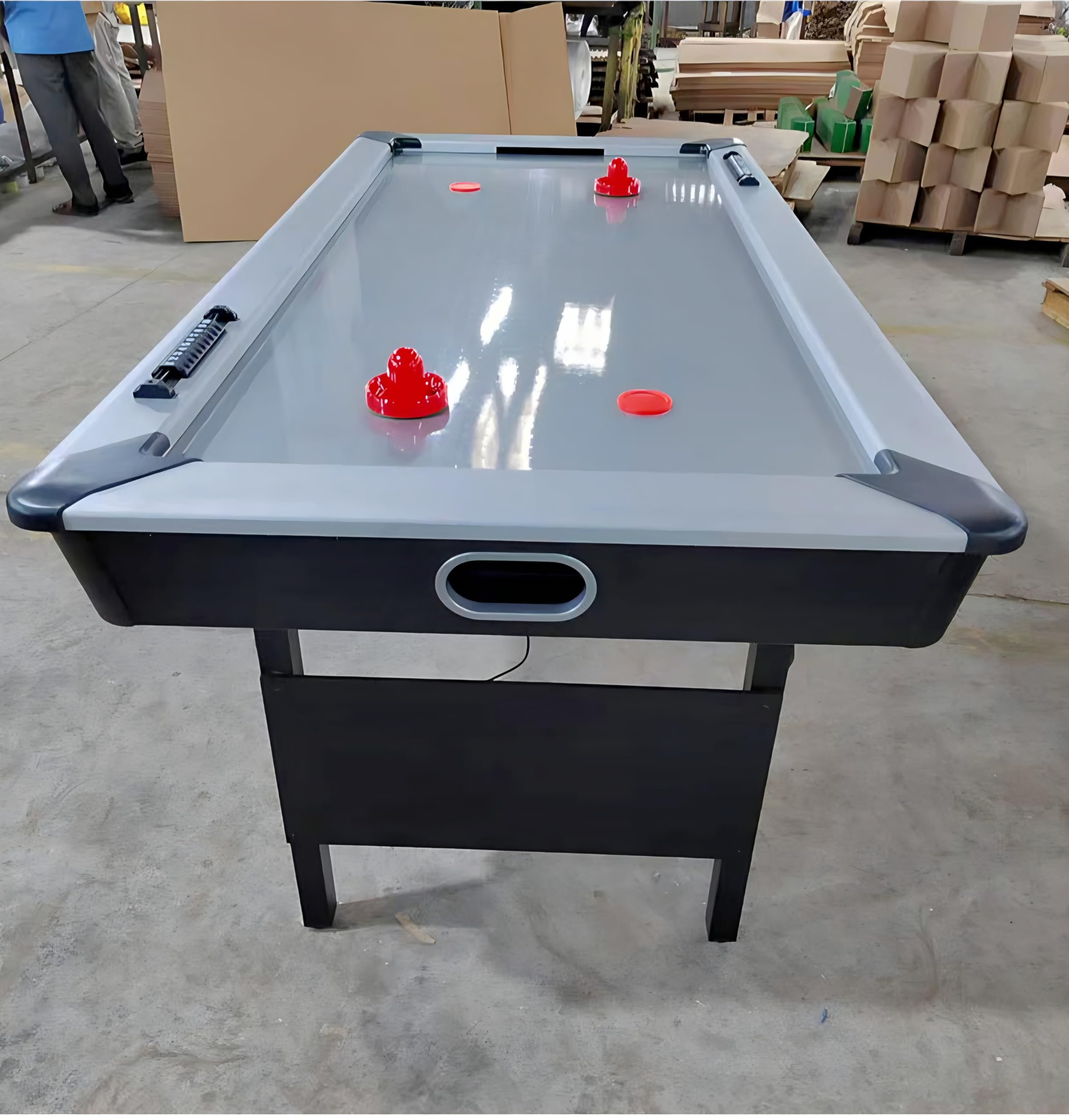 RUP 6ft Air Hockey Table, Premium Silver Playfield, with Folding Metal Legs & Hinges, Complete Accessories Set Included for