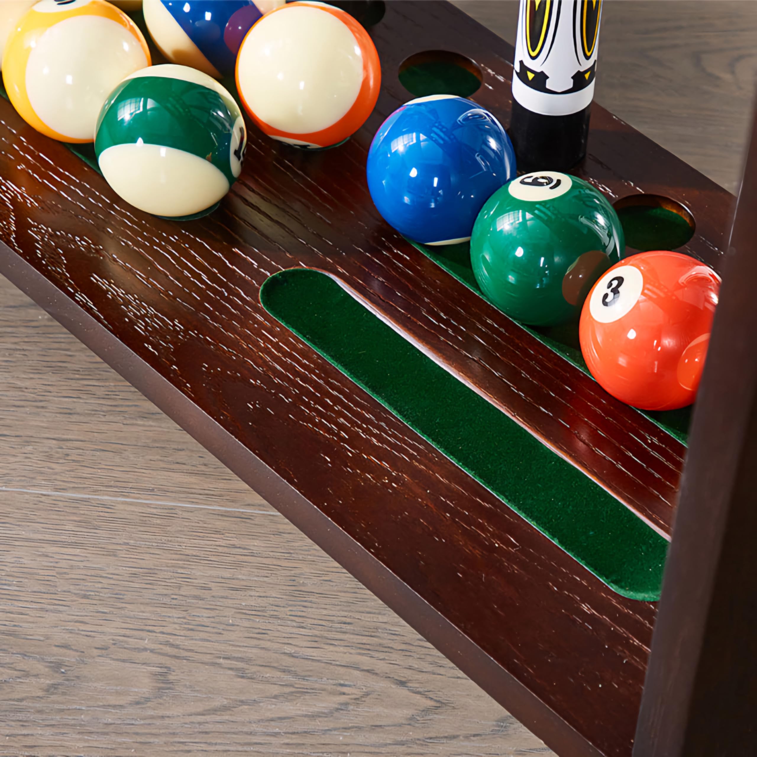RUP Pool Cue Rack, Wooden 8-Cue Holder with Ball Storage, Drink Holders and Billiard & Snooker Cue Rack Stand (Accessories