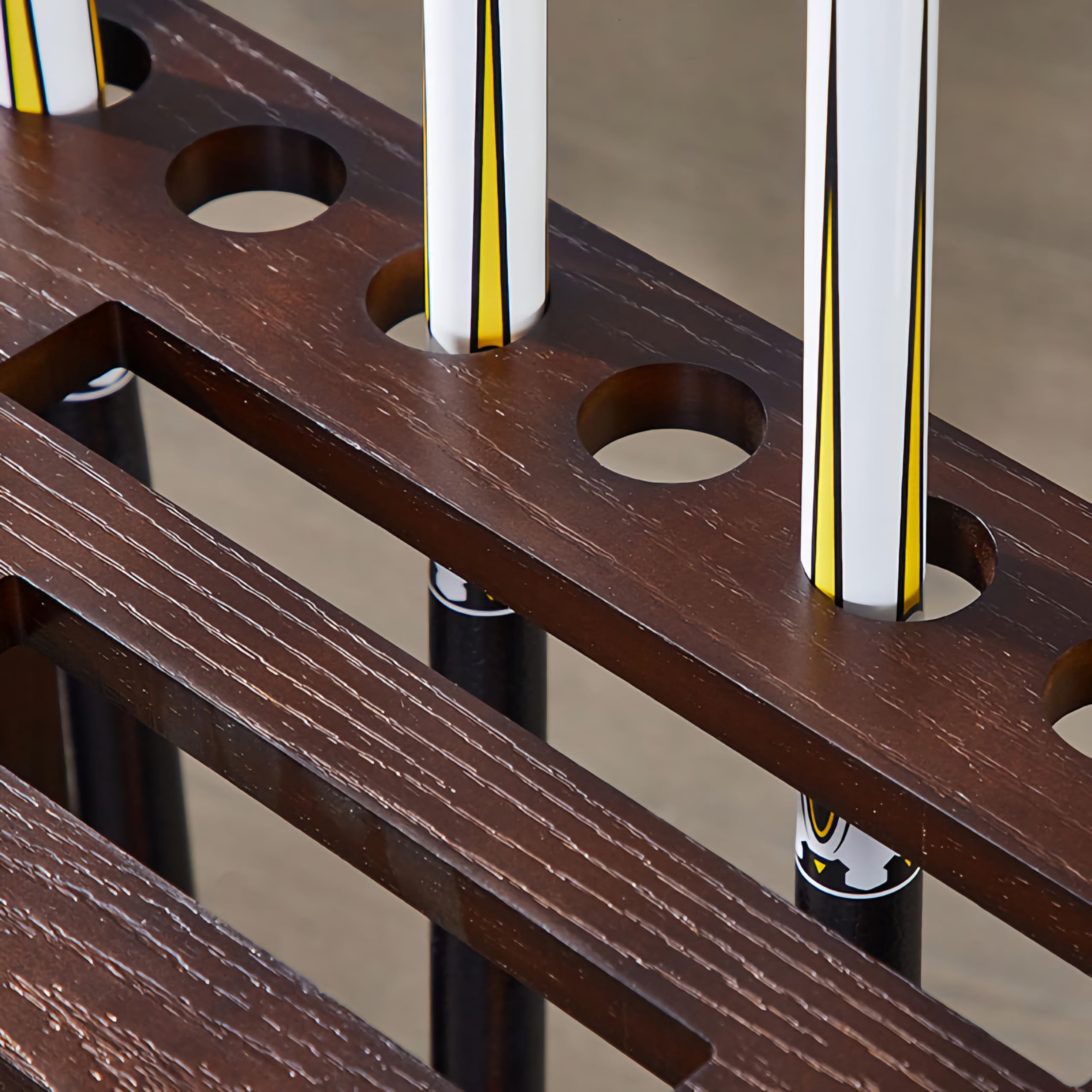 RUP Pool Cue Rack, Wooden 8-Cue Holder with Ball Storage, Drink Holders and Billiard & Snooker Cue Rack Stand (Accessories