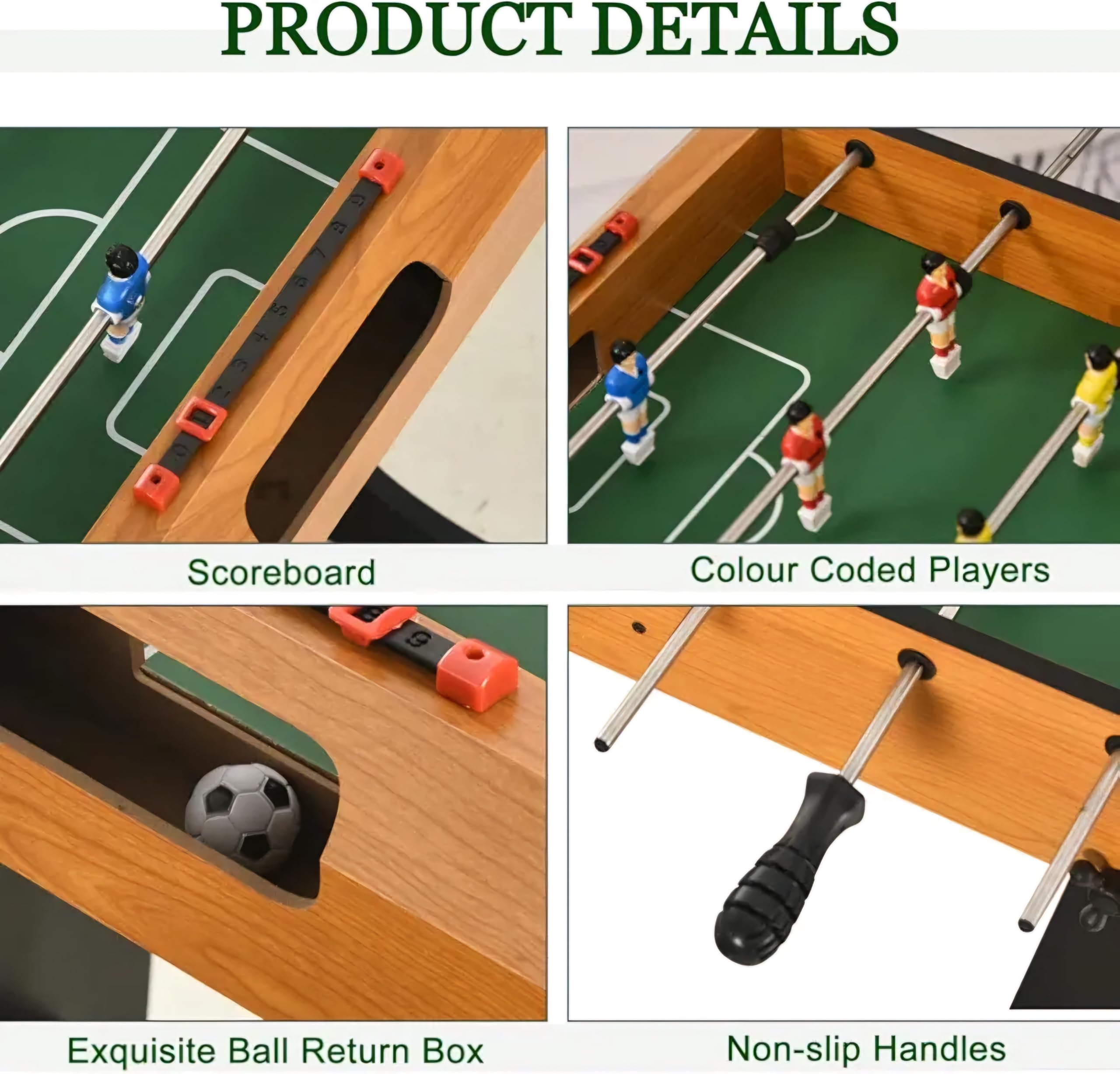 RUP 4ft Foosball Table Game Soccer for Adults, Family & Kids, Vertical Folding & Space Saving Design