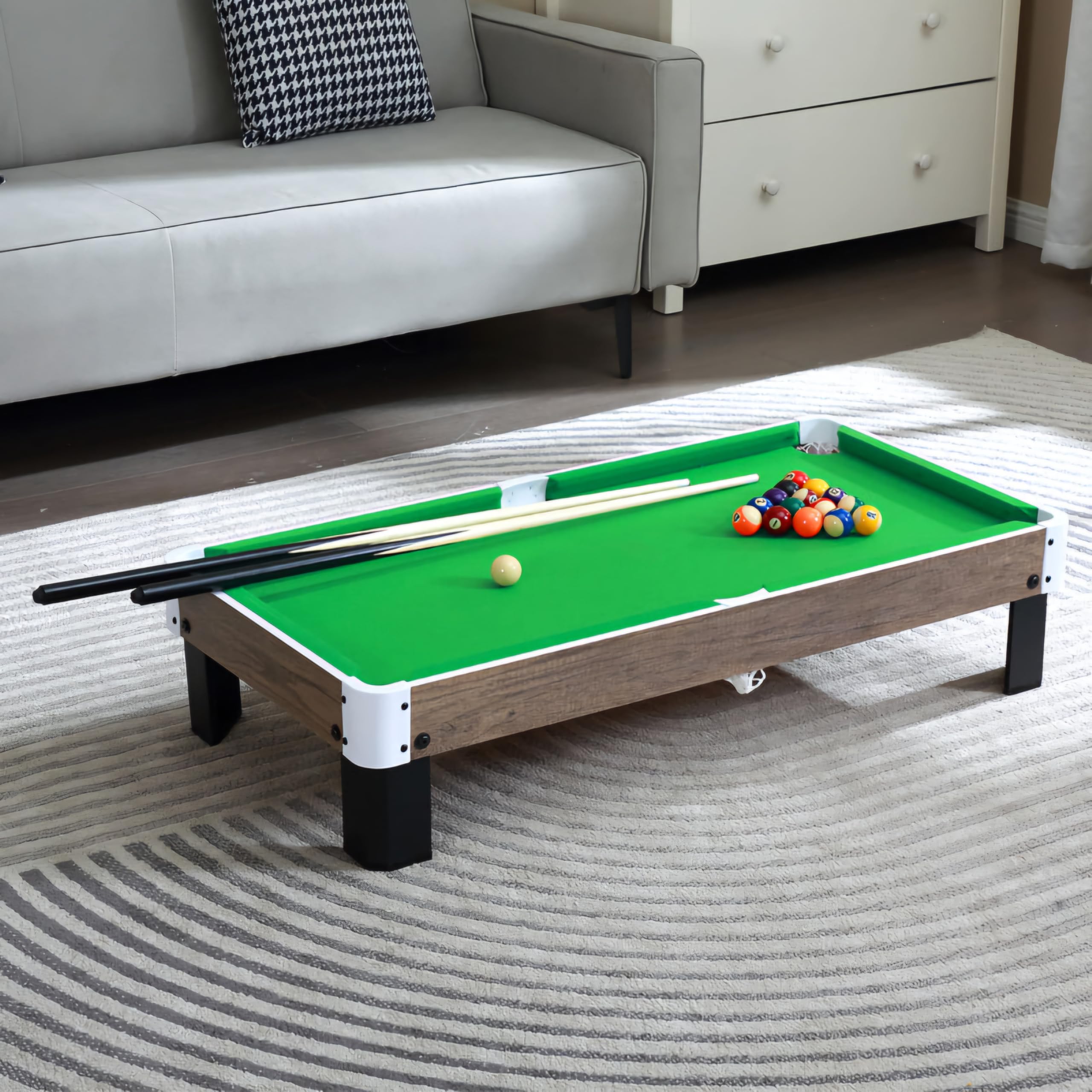 RUP Kids Pool Table, 40inch Educational Pool Game Set with Cues and Ball Set (Green)