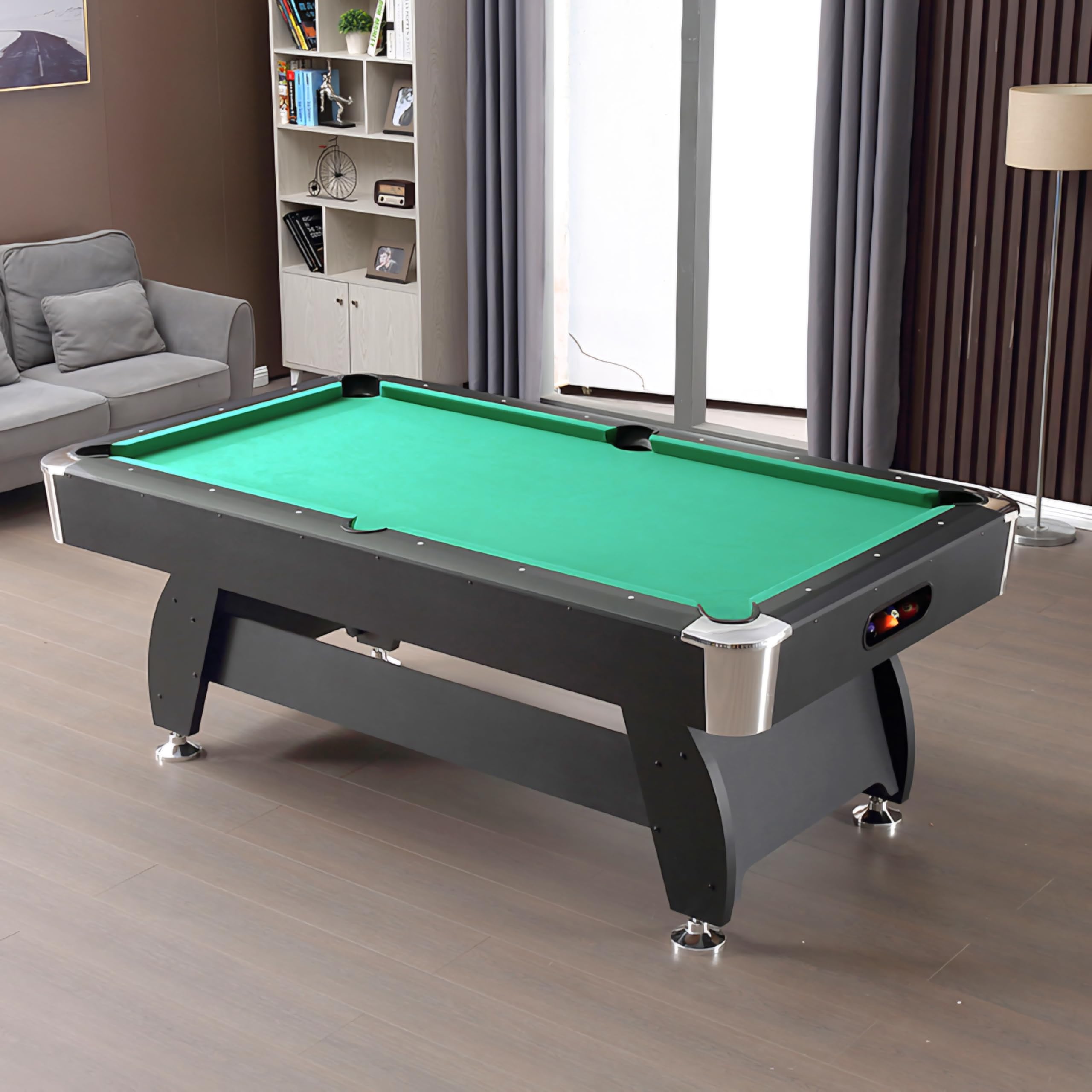 RUP RUP 8ft*4ft American Pool/Billiards Table with Auto Ball Return System, Accessories Included