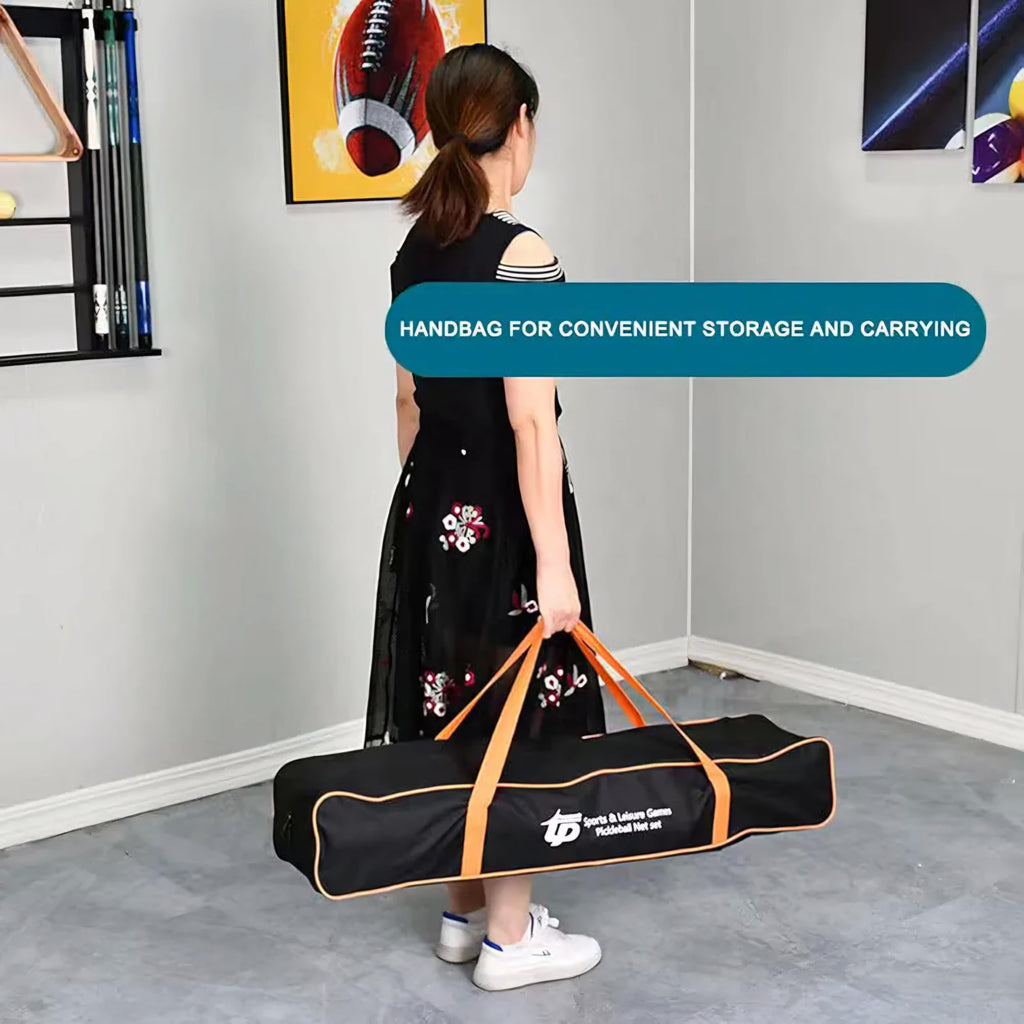 RUP Complete Pickleball Set, 22 ft Portable Net, 4 Wooden Paddles, 4 Balls, Metal Frame with Carrying Bag