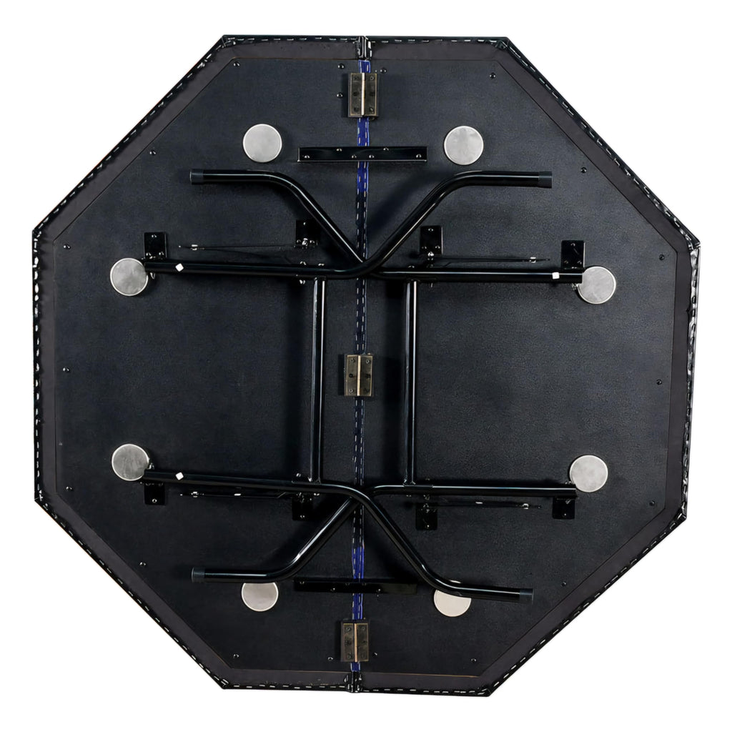RUP 8 Player Poker Table for Home – Foldable Casino Table with Cushioned Armrest, Cup Holders, Metal Legs, Casino Felt